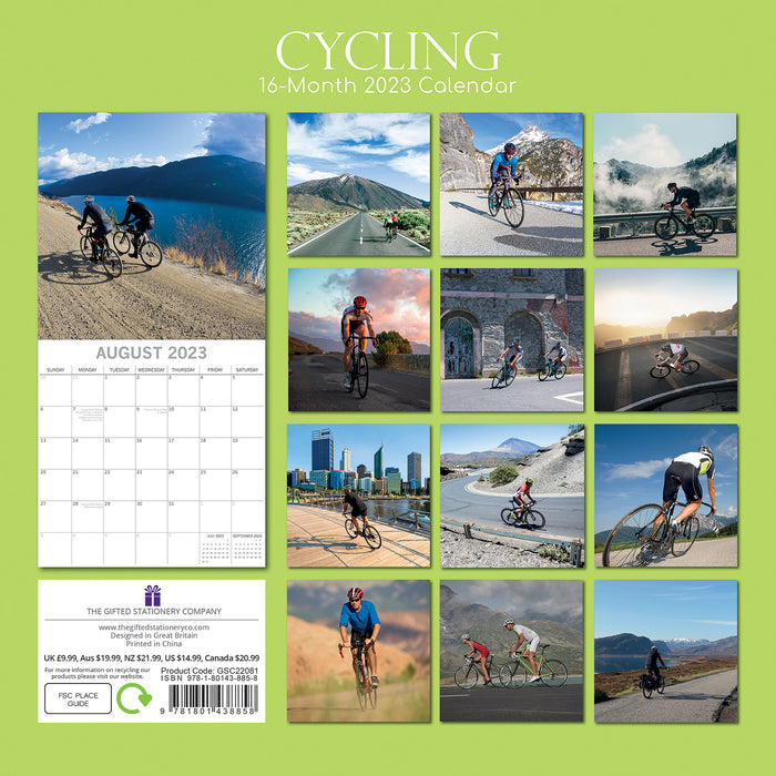 The Gifted Stationary Company 2023 Square Wall Calendar - Cycling