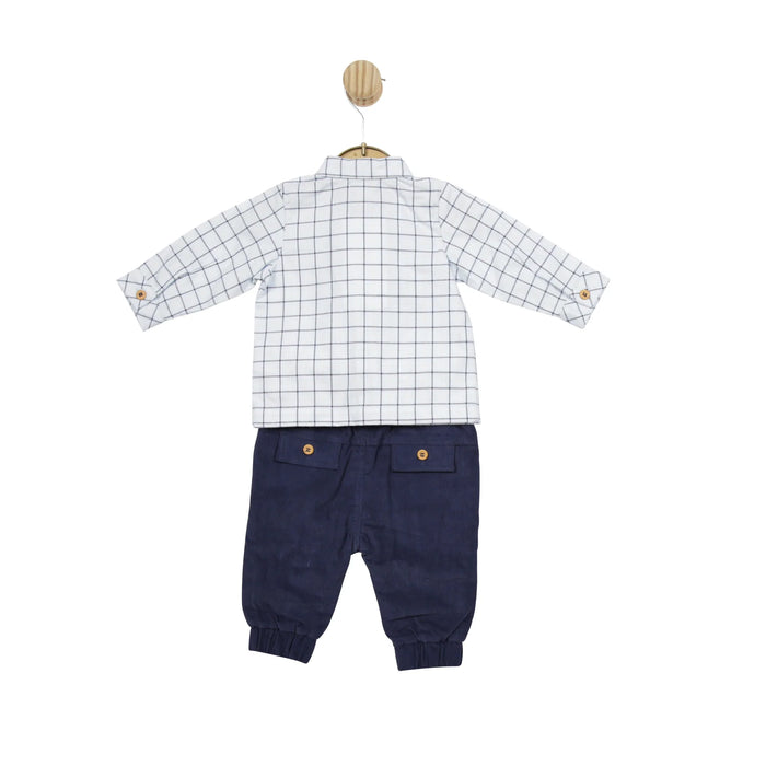 Mintini Baby Shirt & Trouser Set in Navy/Blue