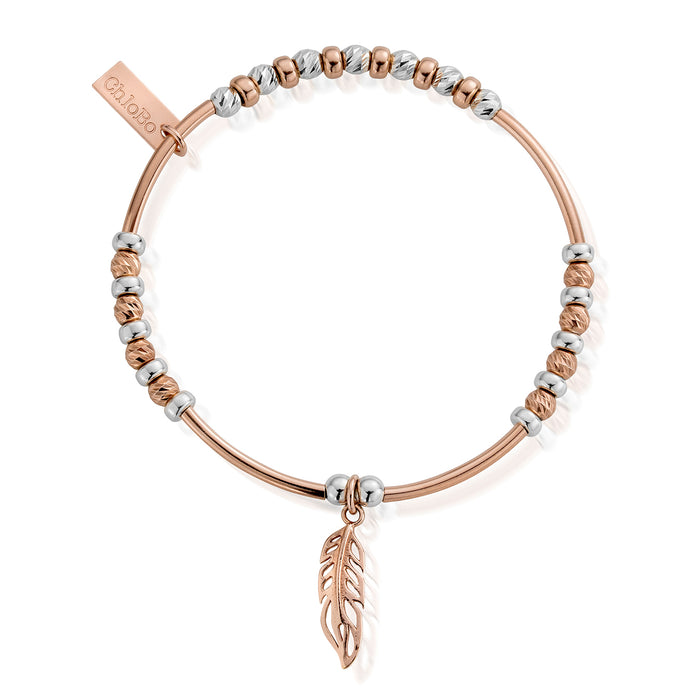 Chlobo Rose & Silver Sparkle Feather Bracelet