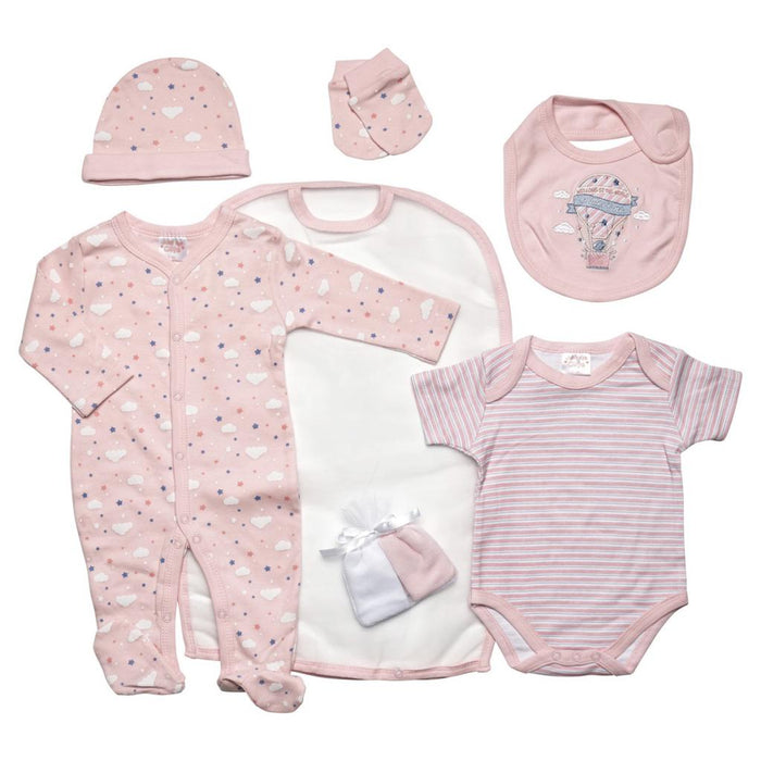 Clouds Pink 7 Piece Layette Set