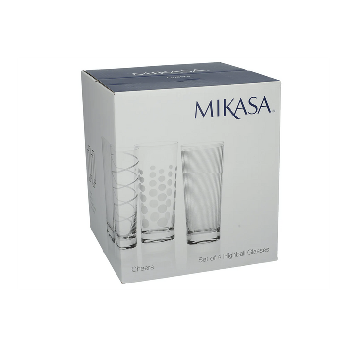 Mikasa Cheers Set Of 4 High Ball Glasses