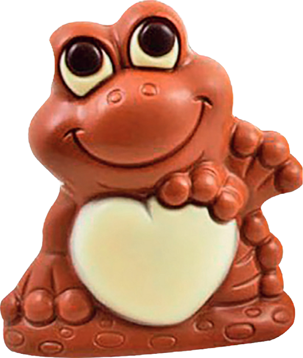 Milk Chocolate Decorated Hollow Frog Holding a White Chocolate Heart