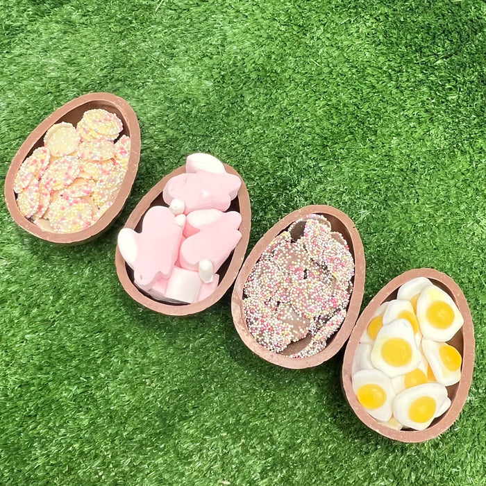 Half Easter Egg Filled with Easter Sweets or Marshmallows