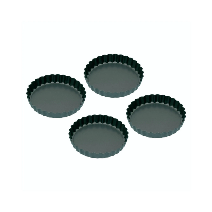 KitchenCraft Set Of Four Non-Stick Mini Fluted Flan Tins