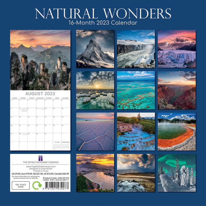 The Gifted Stationary Company 2023 Square Wall Calendar - Natural Wonders