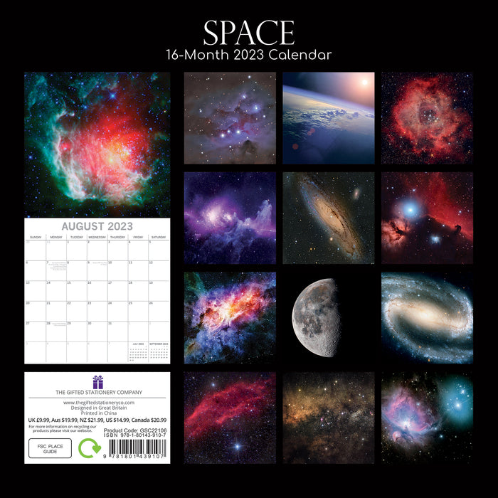 The Gifted Stationary Company 2023 Square Wall Calendar - Space