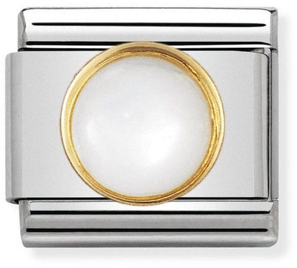 Nomination Classic Gold Classic Round Stones White Mother Of Pearl Charm