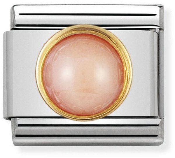 Nomination Classic Gold Classic Round Stones Pink Coral Charm