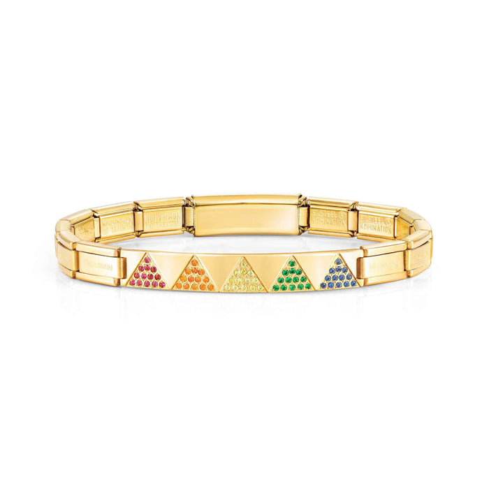 Nomination Trendsetter Multi Coloured Pyramids Steel Gold Bracelet