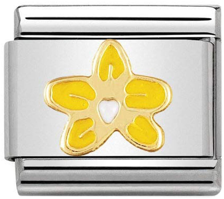 Nomination Classic Gold Nature Yellow and White Orchid Charm