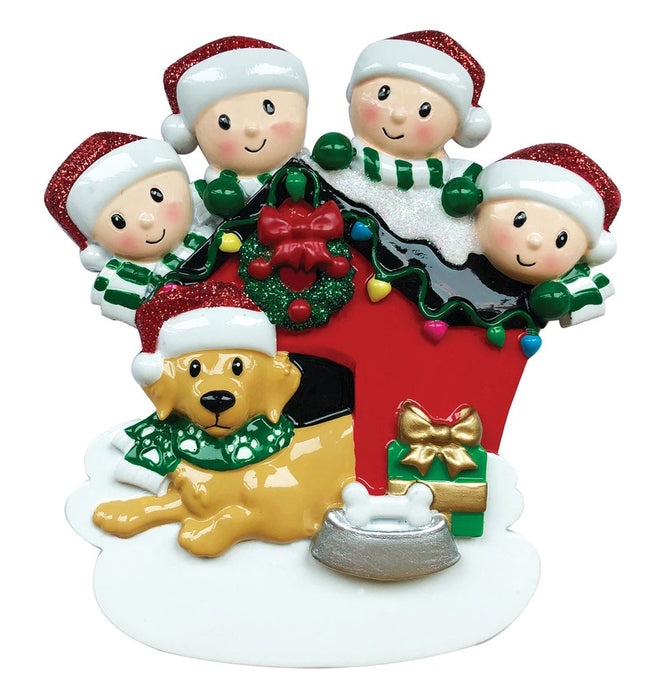Family with Dog Personalised Christmas Decoration