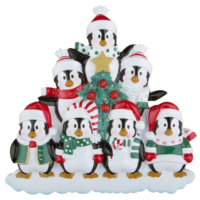 Winter Penguin Family Personalised Christmas Decoration