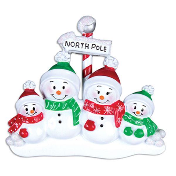 North Pole Snowmen Family Personalised Christmas Decorations