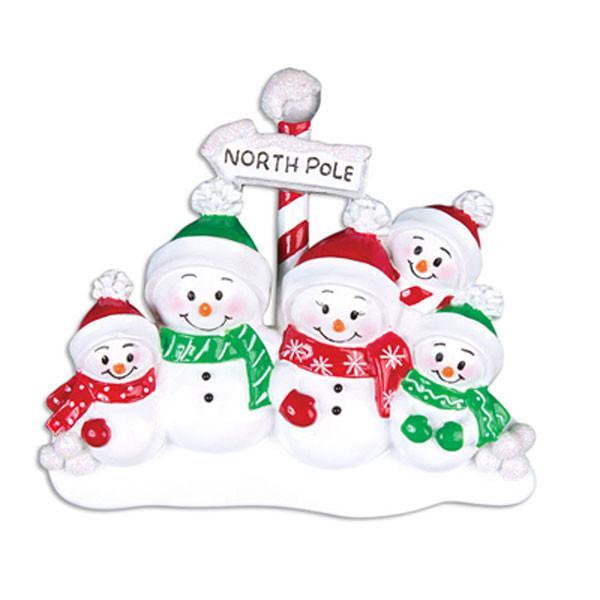 North Pole Snowmen Family Personalised Christmas Decorations