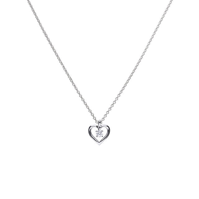 Diamonfire Open Heart Necklace with Four Claw Mounted Zirconia