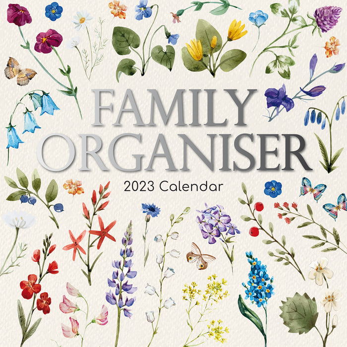 The Gifted Stationary Company 2023 Square Wall Calendar - Floral Family Organiser