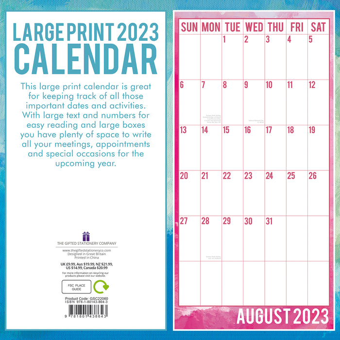 The Gifted Stationary Company 2023 Square Calendar - Large Print Calendar