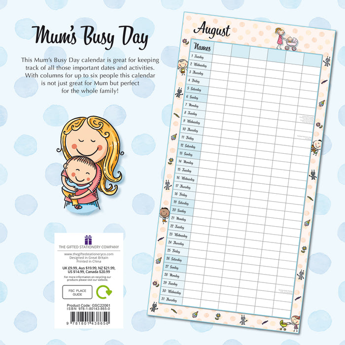 The Gifted Stationary Company 2023 Square Wall Calendar - Mum's Busy Day