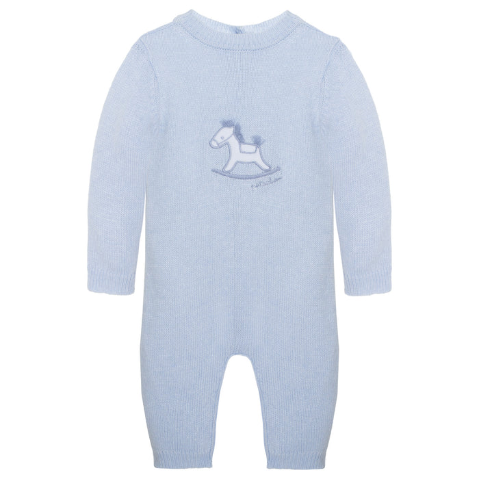 Patachou Baby Blue Rocking Horse Knit Playsuit