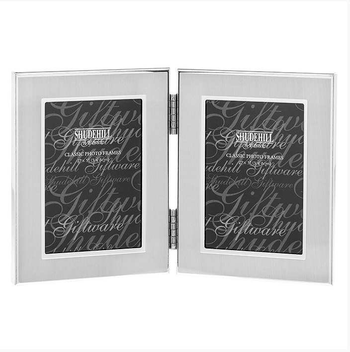 Plain Silver Photo Frame Double Folding Portrait 2x3 — Maple Gifts