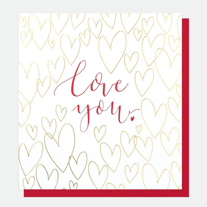 Caroline Gardner Love You Gold Hearts Valentine's Card
