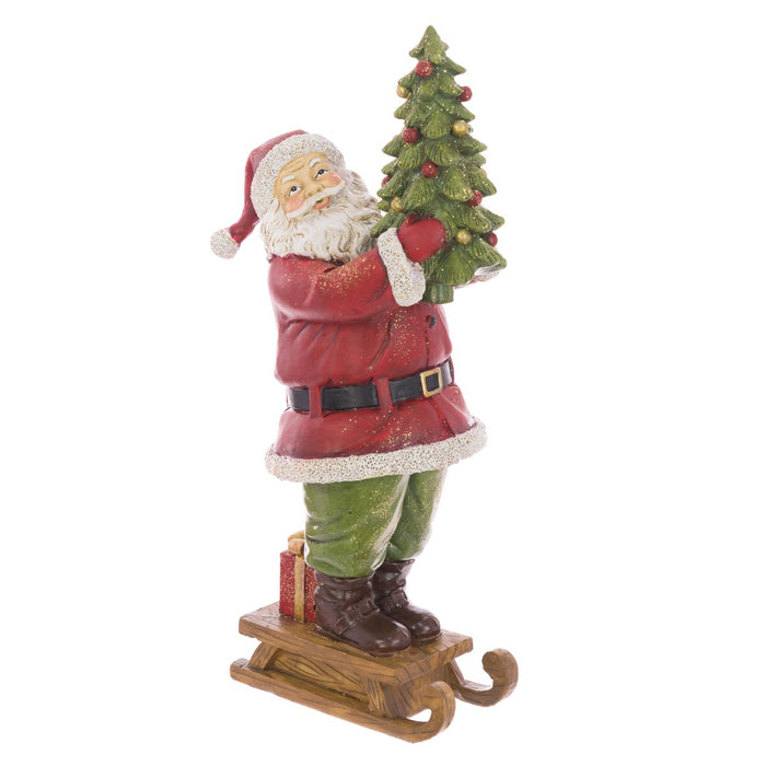 Resin Santa on Sleigh with Tree