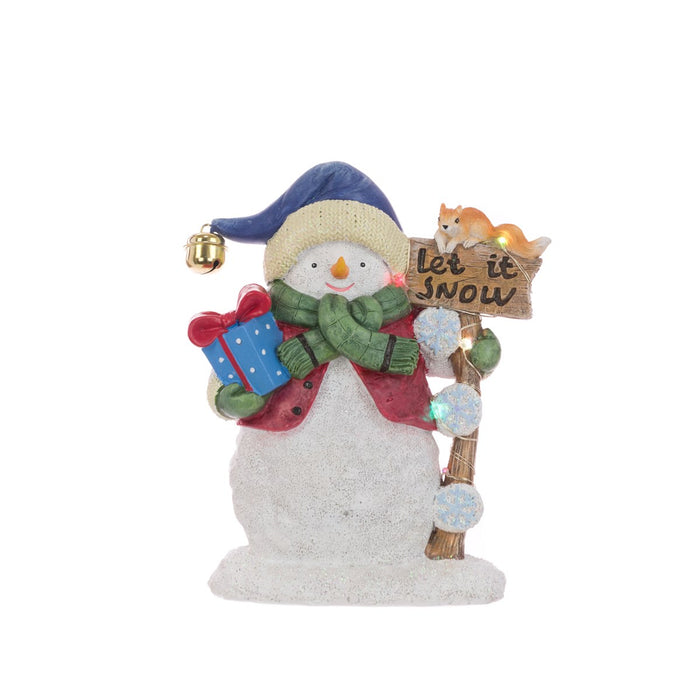 Resin Snowman with LED Let it Snow Sign