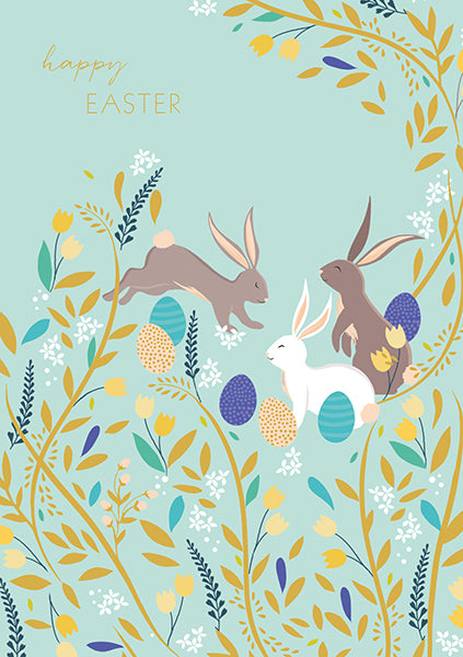 Sara Miller Rabbit & Eggs Easter Card
