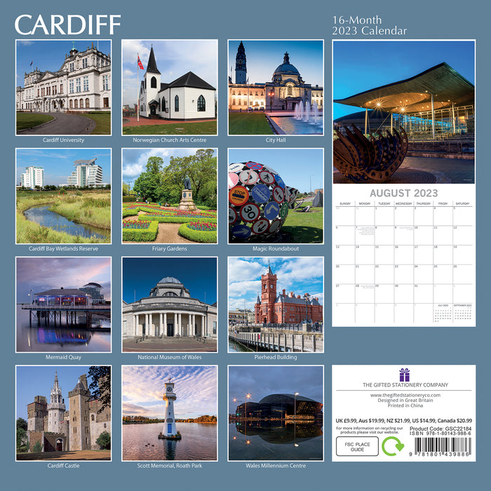 The Gifted Stationary Company 2023 Square Calendar - Cardiff