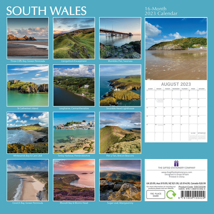 The Gifted Stationary Company 2023 Square Wall Calendar - South Wales
