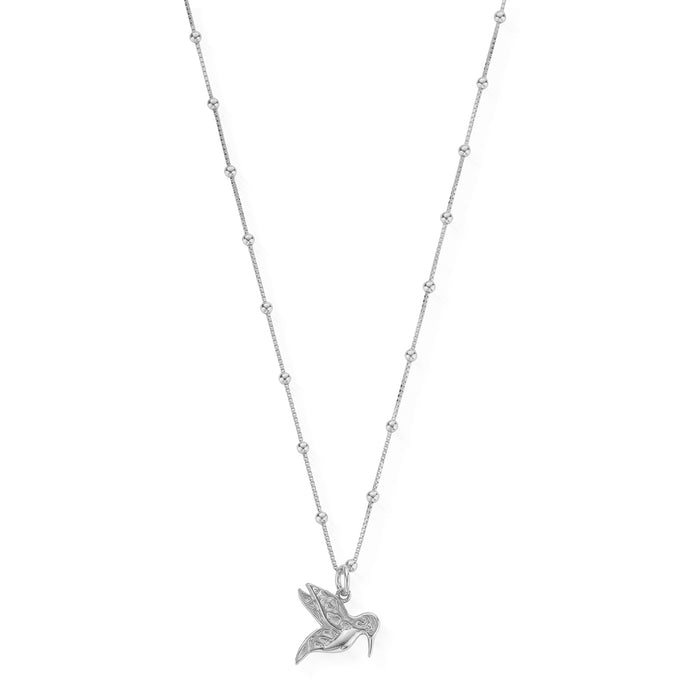 Chlobo Silver Bobble Chain Humming Bird Necklace