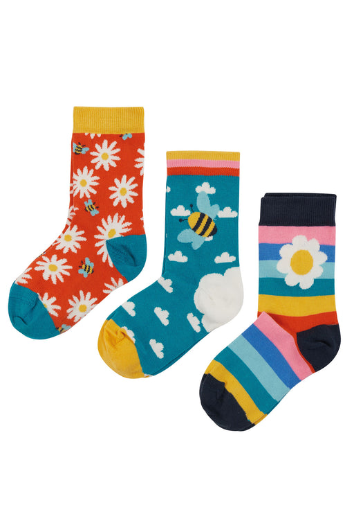 Frugi Rainbow Daisy Rock My Socks 3 Pack