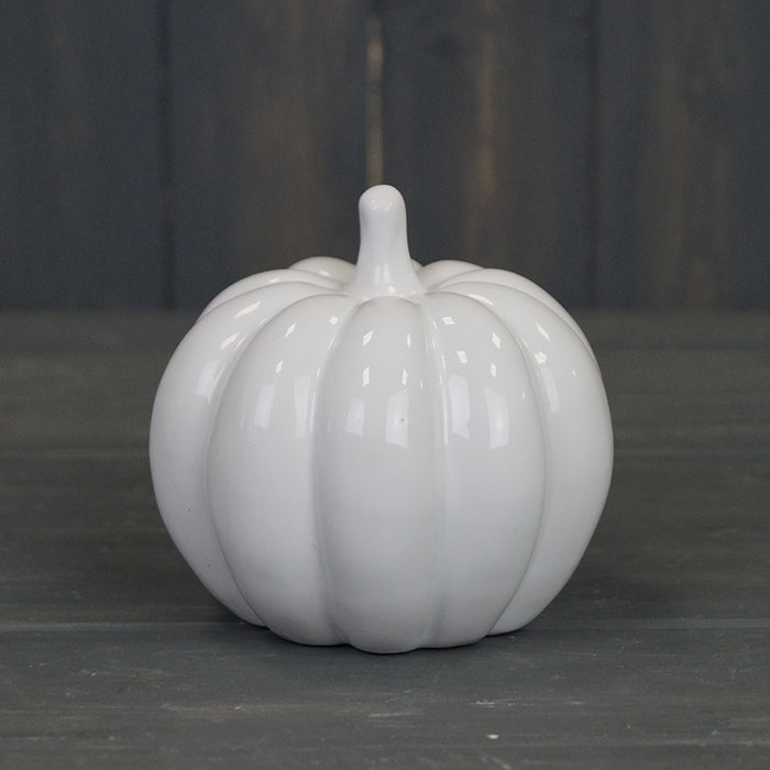 Satchville 12cm White Gloss Ceramic Pumpkin