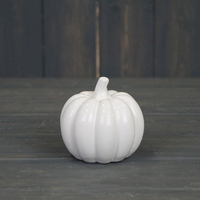 Satchville 8cm White Gloss Ceramic Pumpkin