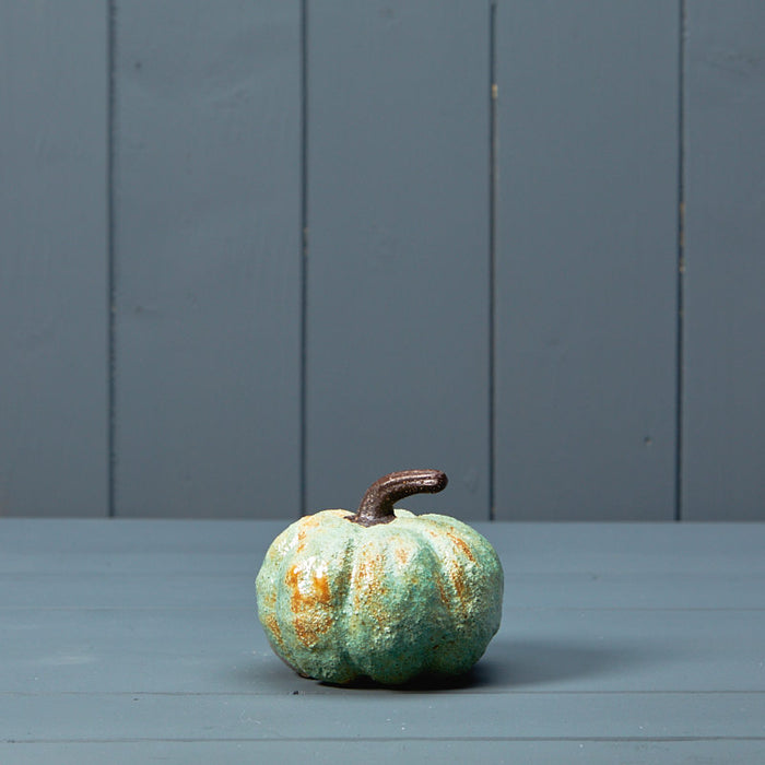 Satchville Glazed Green Ceramic Pumpkin