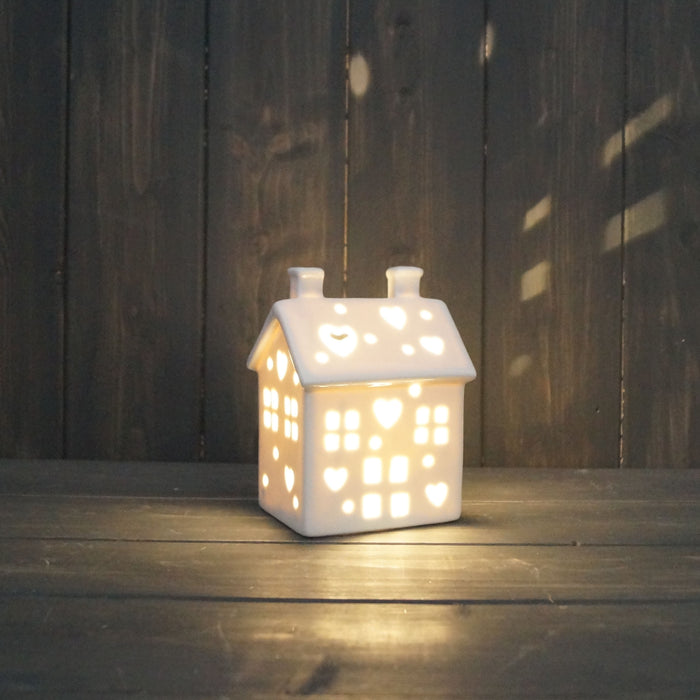 Satchville Medium White Light Up Ceramic House