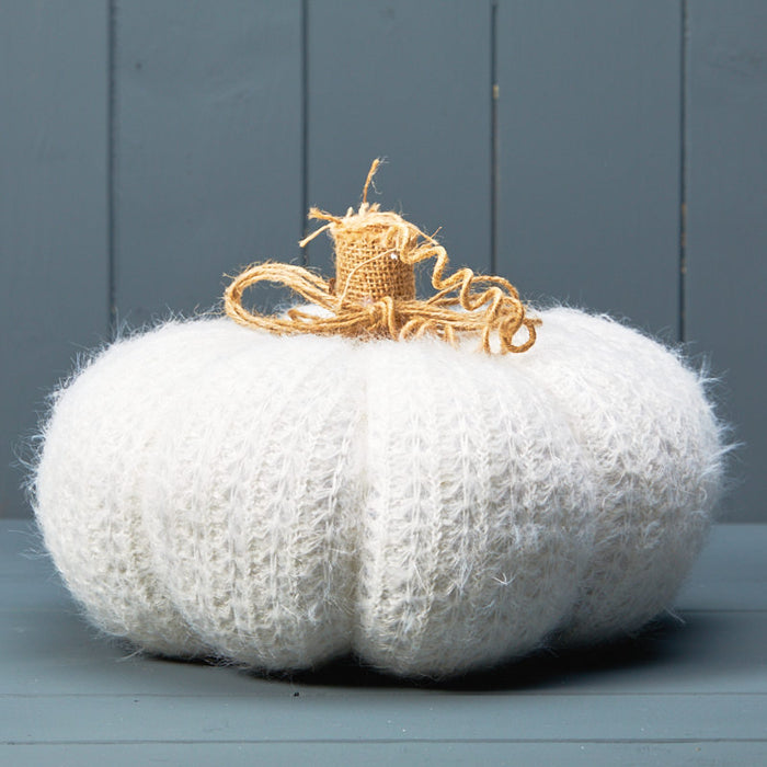 Satchville White Knitted Pumpkin
