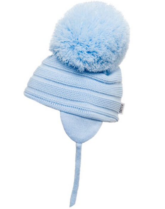 Sätila of Sweden Purl Blue Pom-Pom Hat