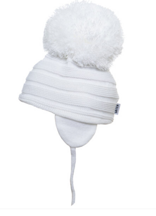 Sätila of Sweden Purl White Pom-Pom Hat
