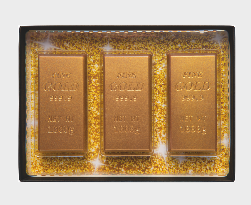 Decorated milk chocolate bars of gold in gift box  - Dated 22/8/20