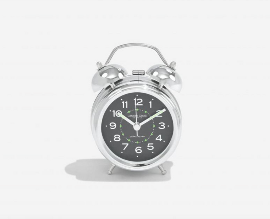 Silver & Black Twinbell Alarm Clock