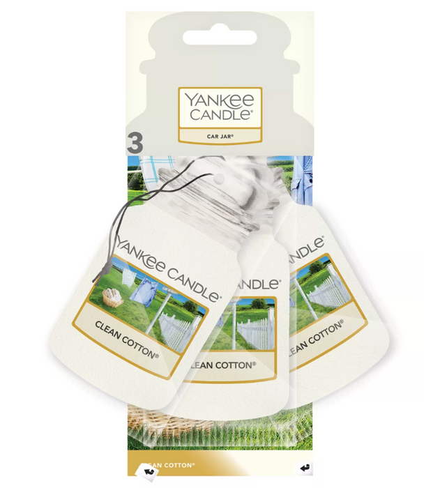 Yankee Candle Pack of 3 Car Jars Clean Cotton