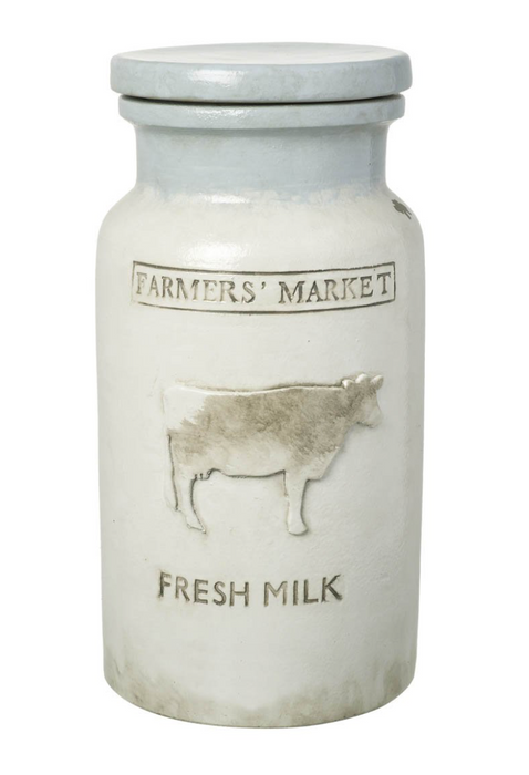 Blue & White Ceramic Milk Churn with Lid