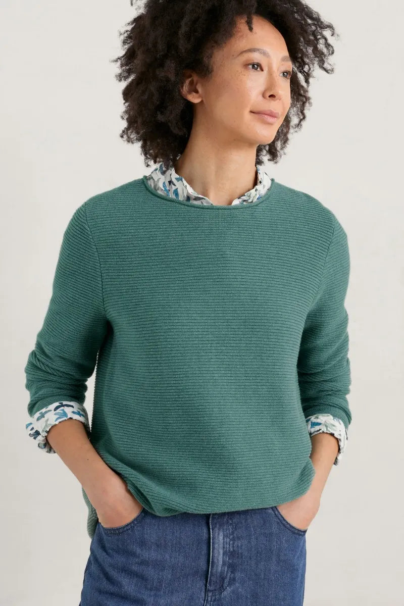 Seasalt Women's Makers Cotton Jumper In Dune Grass — Maple Gifts