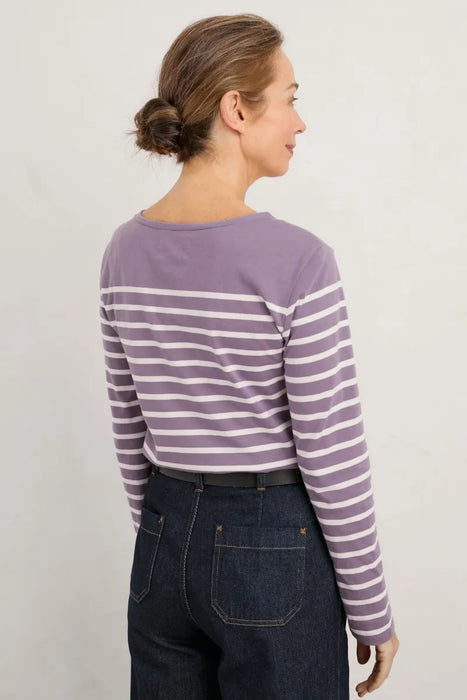 Seasalt Sailor Shirt In Falmouth Breton Echium Chalk