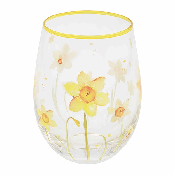 Spring Daffodils Stemless Glass