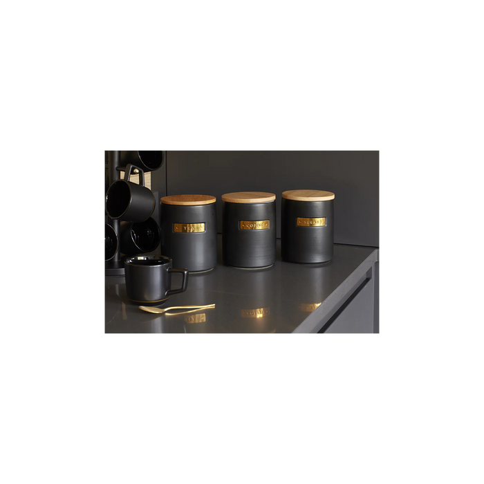 MasterClass Stoneware and Brass Effect Coffee Canister with Airtight Bamboo Lid