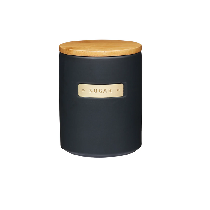 MasterClass Stoneware and Brass Effect Sugar Container with Airtight Bamboo Lid