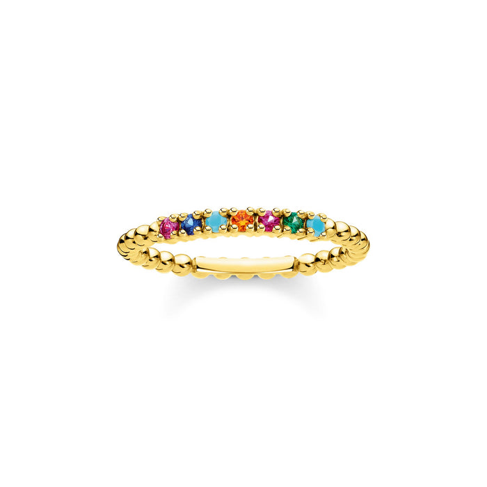 Thomas Sabo Dots With Colourful Stones Gold Ring