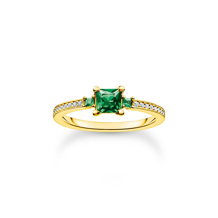Thomas Sabo Green And White Stones Gold Ring